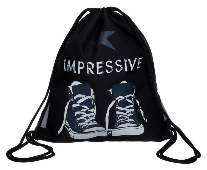 Мешок для обуви, 550 х 450 мм, со светоотражающей полосой, Bruno Visconti "Кеды серые" (Высокопрочный полиэстер, плотность 420d)  Bruno Visconti