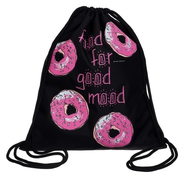 Мешок для обуви, 550 х 450 мм, со светоотражающей полосой, Bruno Visconti "Сладкое настроение. донат" (Высокопрочный полиэстер, плотность 420d)  Bruno Visconti