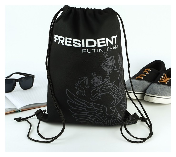 Мешок для обуви Mr.president, герб россии, цвет чёрный, 41 х 31 см