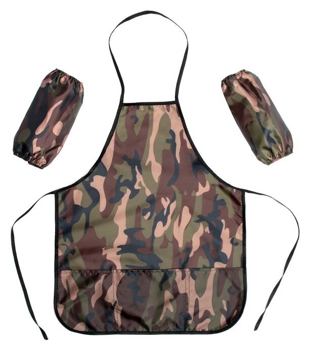 Фартук для труда + нарукавники, 550 х 440/250 х 160, размер M, рост 122-148, Calligrata, фтн-mк "Стандарт", камуфляж зеленый  Calligrata