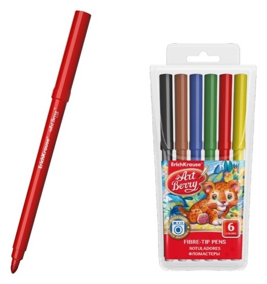Фломастеры 6 цветов Erichkrause Artberry Super Tip Easy Washable, смываемые, вентилируемый колпачок, европодвес  Erich krause