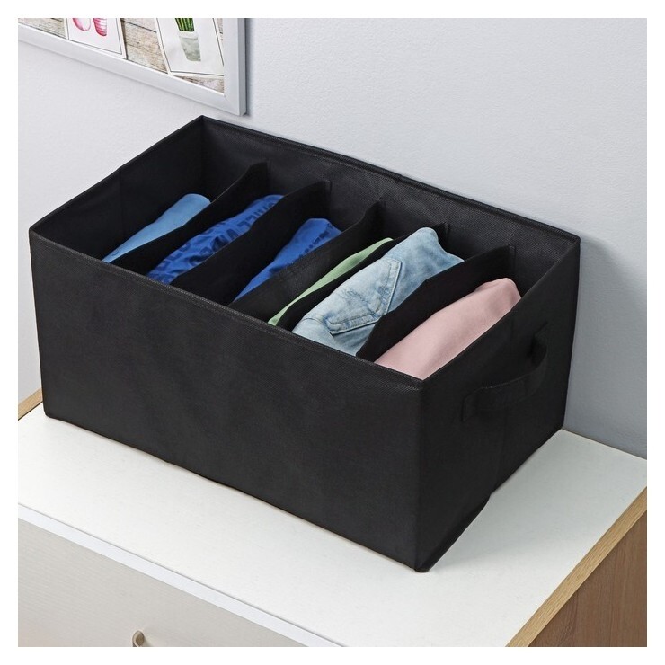 Органайзер для хранения белья доляна «Смарт», 6 ячеек, 44×29×22 см, цвет чёрный NNB