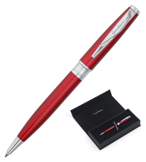 Ручка шариковая Pierre Cardin Secret Business, корпус латунь и лак, отделка сталь и хром, красная  Pierre cardin