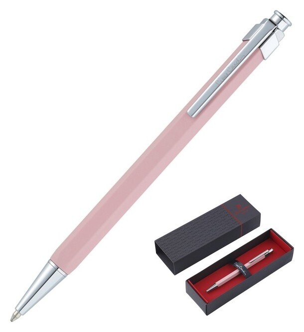 Ручка шариковая Pierre Cardin Prizma, корпус латунь лакированная, отделка сталь и хром, чернила синие, розовая  Pierre cardin