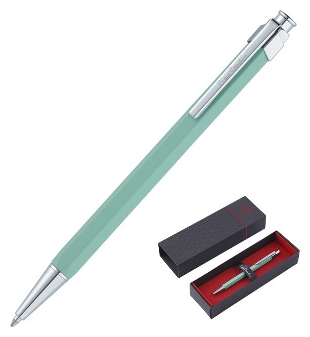 Ручка шариковая Pierre Cardin Prizma, корпус латунь лакированная, отделка сталь и хром, чернила синие, светло-зелёная  Pierre cardin