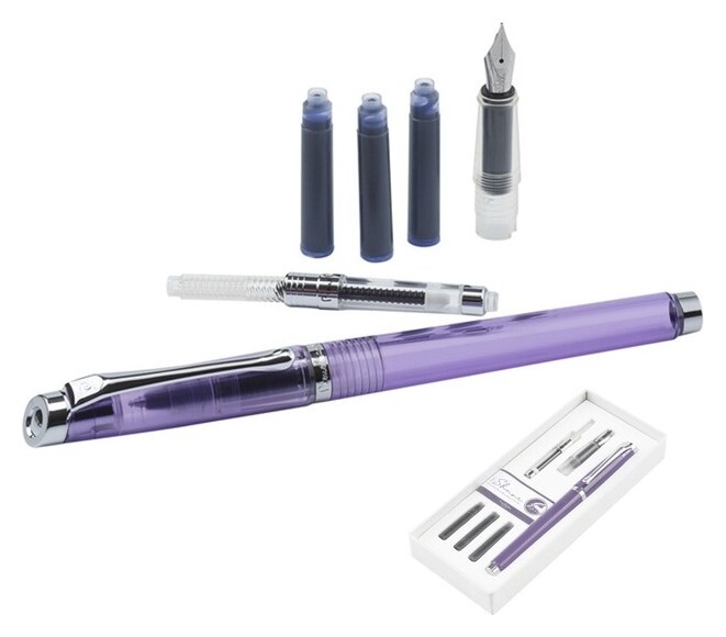 Набор Pierre Cardin I-share: ручка-роллер лилового цвета, сменная насадка с пером размера М, конвертер, 3 чернильных картриджа синего цвета  Pierre cardin