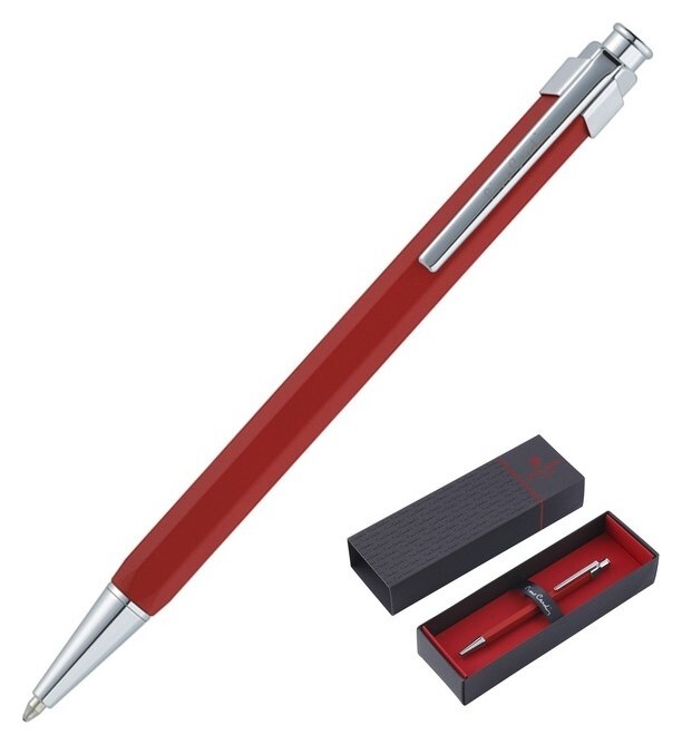 Ручка шариковая Pierre Cardin Prizma, корпус латунь лакированная, отделка сталь и хром, чернила синие, красная  Pierre cardin