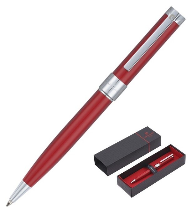 Ручка шариковая Pierre Cardin Gamme Classic, корпус латунь лакированная, отделка латунь и хром, чернила синие, красная  Pierre cardin