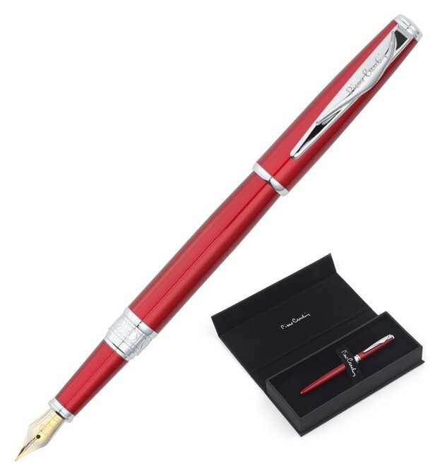 Ручка перьевая Pierre Cardin Secret Business, корпус латунь и лак, отделка сталь и хром, съемный колпачок, узел 0.7 мм, чернила синие, перламутрово-красная  Pierre cardin