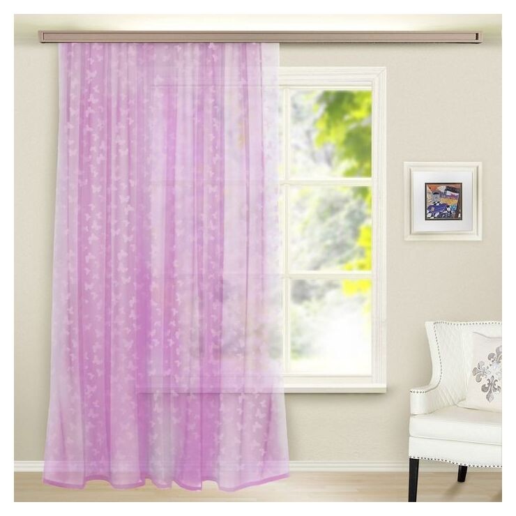 Штора вуаль с тиснением ширина 150 см, высота 260 см, цвет сирень  Witerra