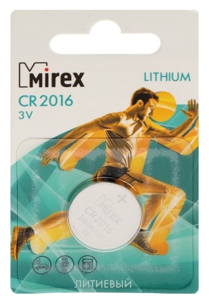 Батарейка литиевая Mirex, Cr2016-1bl, 3В, блистер, 1 шт.