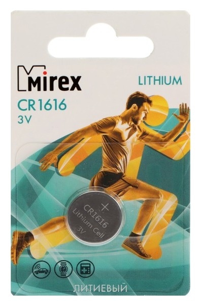 Батарейка литиевая Mirex, Cr1616-1bl, 3В, блистер, 1 шт.