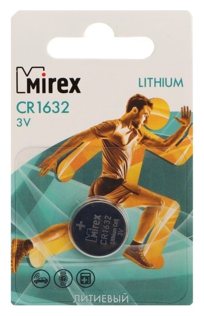 Батарейка литиевая Mirex, Cr1632-1bl, 3В, блистер, 1 шт.