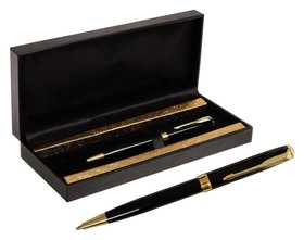 Ручка подарочная шариковая в кожзам футляре поворотная ПБ S, корпус черный/золото Calligrata