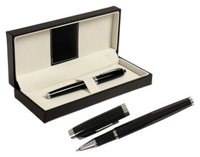 Ручка подарочная шариковая в кожзам футляре ПБ IM, корпус черный с серебром Calligrata