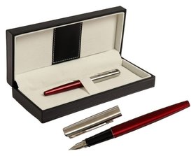 Ручка подарочная перьевая в кожзам футляре ПБ J, корпус бордо с серебром Calligrata