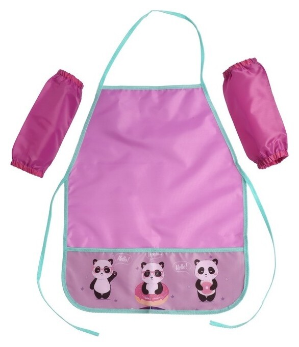 Фартук для труда + нарукавники, 490 х 390/250 х 120 мм, рост 116-146 см, ТПК пчелка, нф-2 "Пандочки"  Пчелка