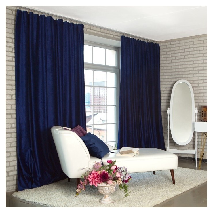 Штора портьерная "Этель" 145*270 см валенсия голубой океан ,100% п/э  Этель