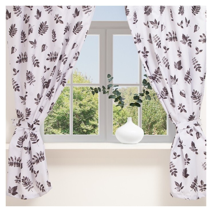 Комплект штор для кухни с подхватами этель "Impression" 145х180 см - 2 шт, 100% п/э Этель