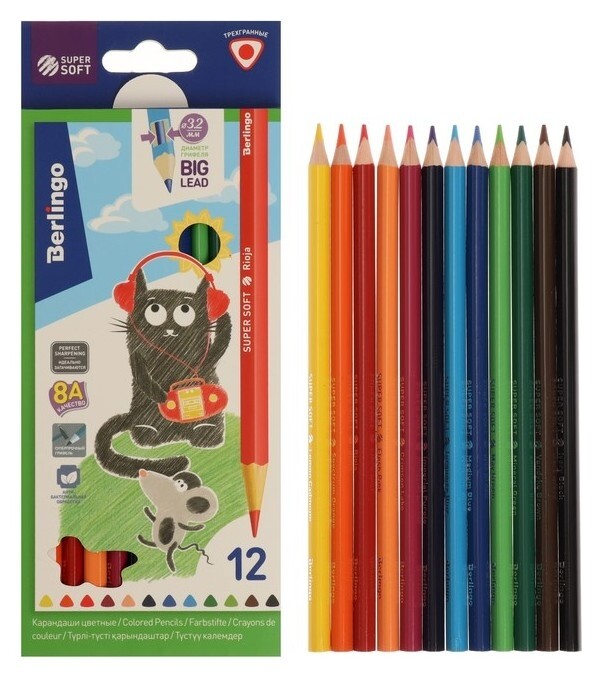 Карандаши 12 цветов "Жил-был кот"  Berlingo