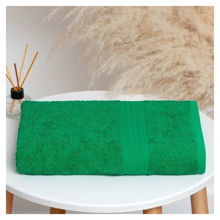 Полотенце махровое, размер 70х140 см, цвет ярко-зелёный, 440 г/м2, хлопок 100%