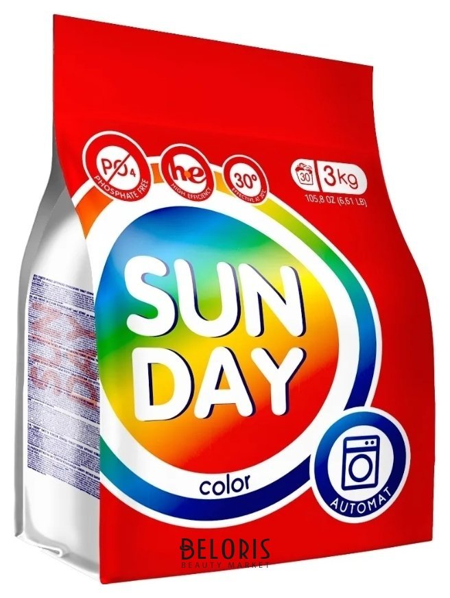 Cтиральный порошок для цветного белья Бесфосфатный автомат Color Sunday