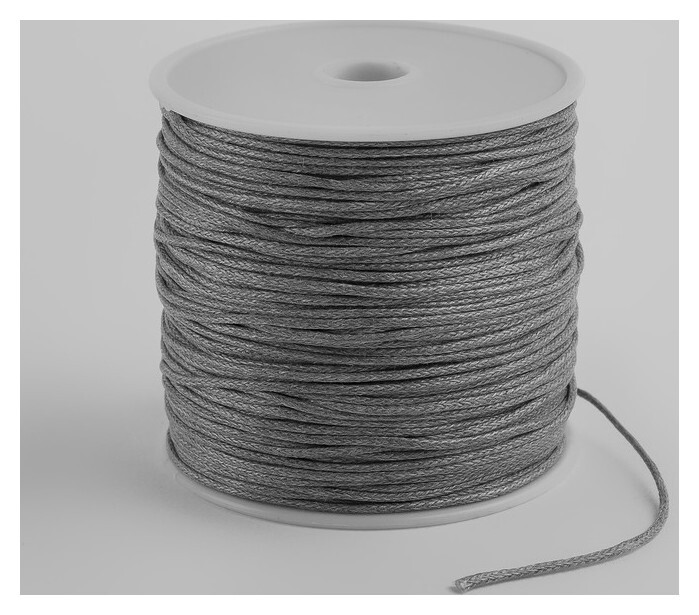 Шнур вощёный из полиэстра на бобине, D = 1 мм, L = 70 м, цвет серый  Queen Fair