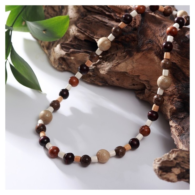 Бусы ручная работа, деревянные "Фенька", цветные, 45см  