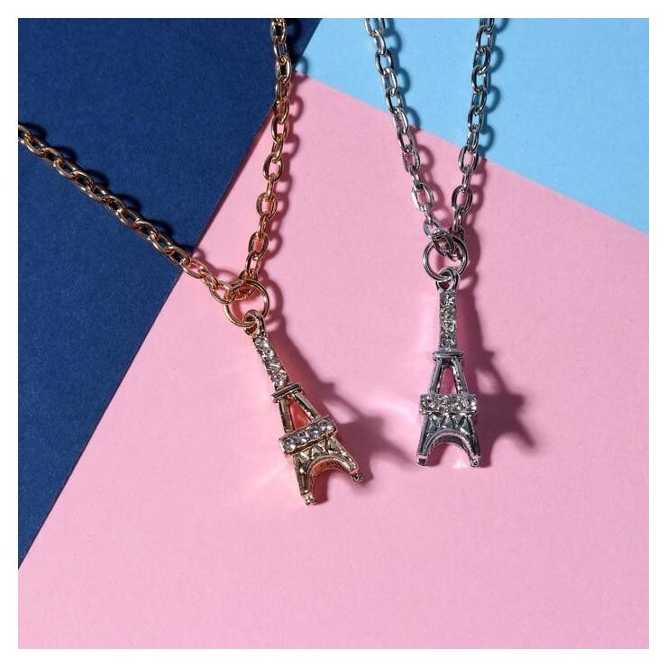 Кулоны "Неразлучники" париж, цвет серебристо-золотой, 50см  Tell your story