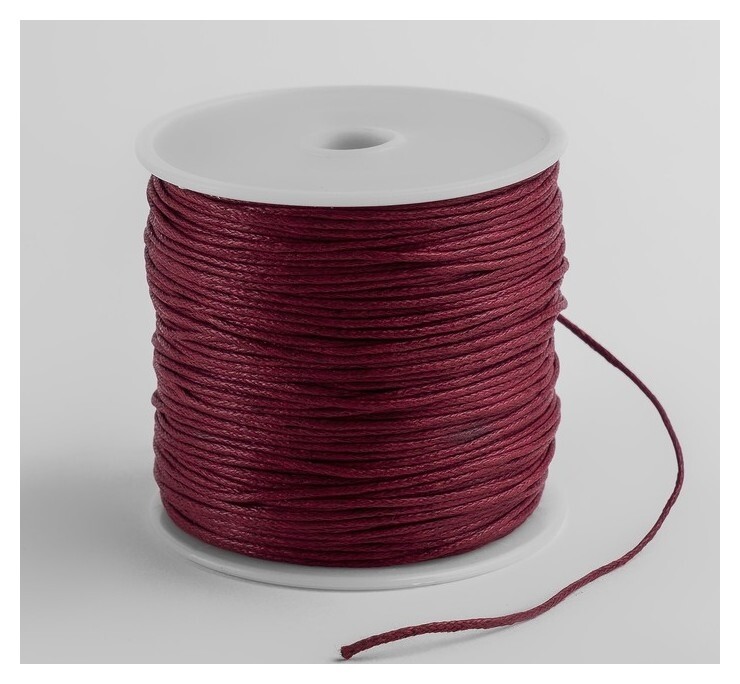 Шнур вощёный из полиэстра на бобине, D = 1 мм, L = 70 м, цвет красный  Queen Fair