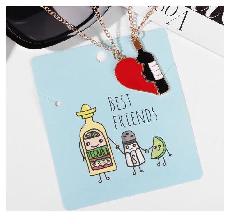 Кулоны "Неразлучники" сердце и вино, цветные в золоте, 45 см  Tell your story