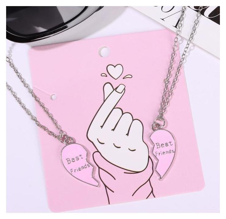 Кулоны "Неразлучники" облачное сердце, цвет розовый в серебре, 45 см  Tell your story