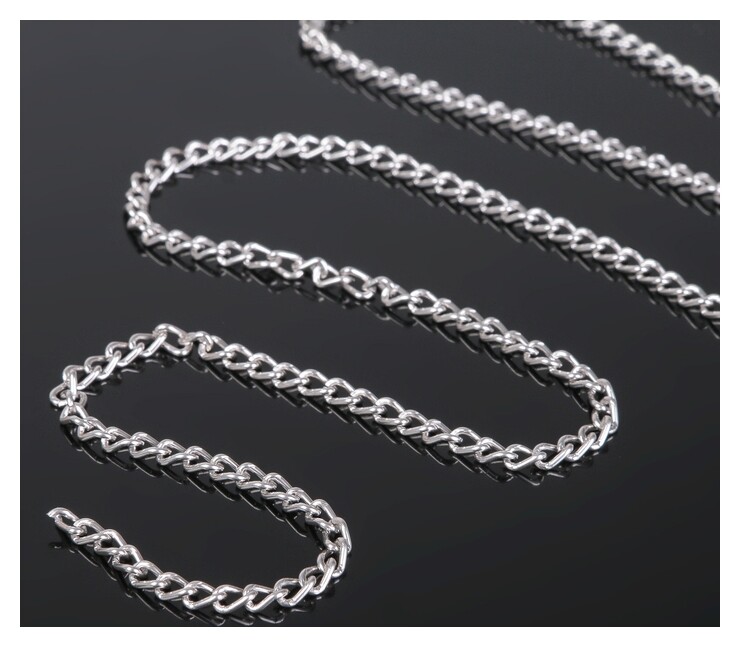 Цепочка без карабина L50см 4,6*3*0,8мм (Набор 5шт), см-1319, цвет серебро  Queen Fair