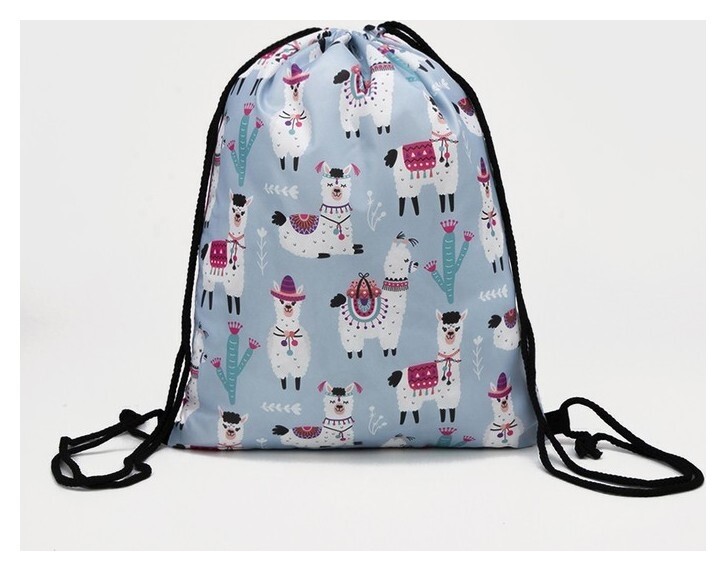 Мешок для обуви, отдел на шнурке, цвет голубой, «Ламы»  