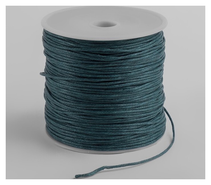 Шнур вощёный из полиэстра на бобине, D = 1 мм, L = 70 м, цвет зелёный  