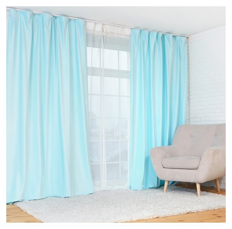 Штора портьерная "Этель" 130*260 см ренессанс голубое небо 100% п/э  Этель