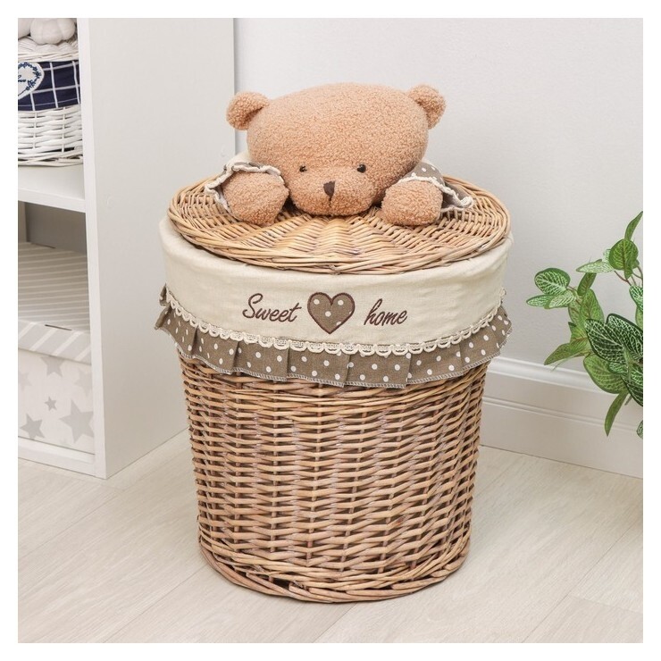 Корзина для белья плетёная доляна «Медвежонок», 36×36×41 см, цвет бежевый  Доляна