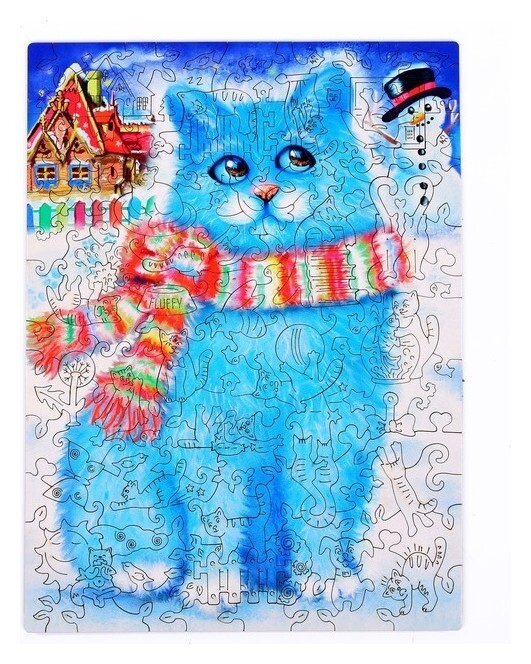 Фигурный пазл «Кот снежок»  Турбо детки