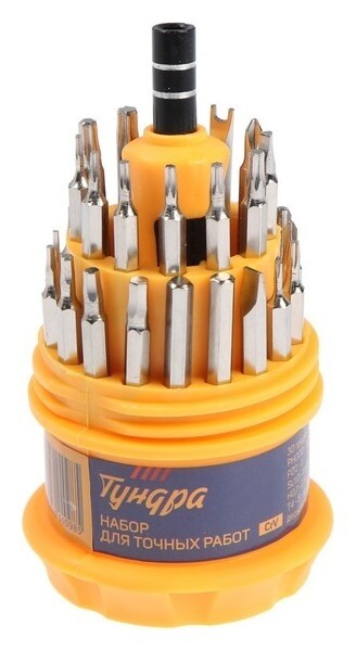 Набор для точных работ тундра, Crv, держатель с битами, в кейсе, 31 предмет  Tundra