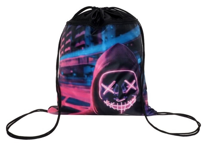 Мешок для обуви с карманом 420 х 340 мм, Calligrata мсо-7с, (Мягкий полиэстер, плотность 210d), "Маска 2"  Calligrata