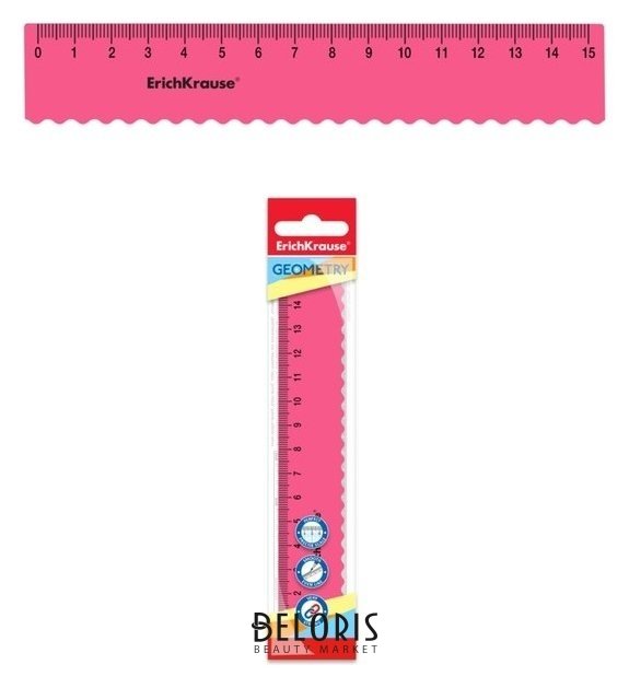 Линейка 15см, гибкая Erichkrause Bubble Gum, с волнистым краем, пластиковая, ароматизированная, розовая, во флоупаке Erich krause