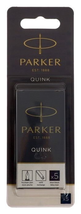 Набор картриджей 5шт для перьевой ручки Parker Cartridge Quink, син темные, блистер 1950404  Parker