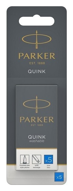 Набор картриджей 5шт для перьевой ручки Parker Cartridge Quink, синие смыв, блистер 1950208  Parker