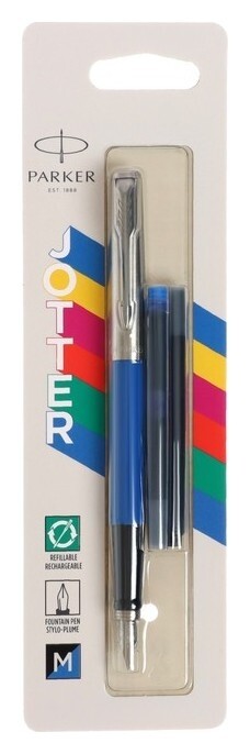 Ручка перьевая Parker Jotter Originals Blue, 1.0мм + 2 стержня (Син и черн), блистер 2096858  Parker