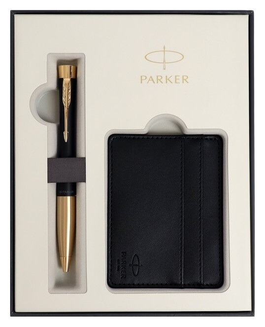 Набор Parker Urban Black GT: ручка шарик 1.0 син и визитница из экокожи, подар/уп 2122000 Parker