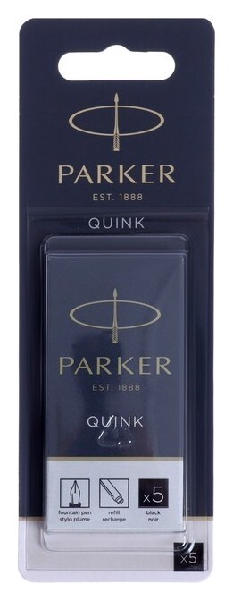 Набор картриджей 5шт для перьевой ручки Parker Cartridge Quink, черные, блистер 1950402  Parker