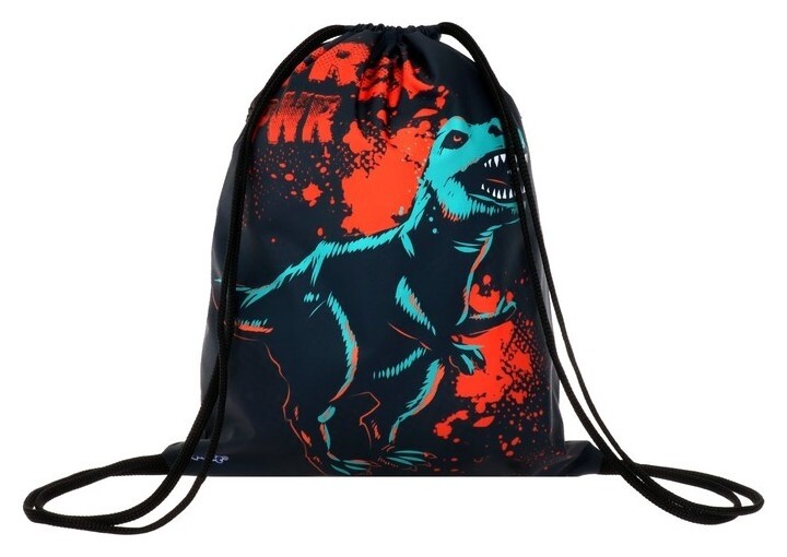 Мешок для обуви с карманом, 470 х 370 мм, с ручкой-петлей, "Оникс", мо-26-1-2р,"дино Power" Оникс