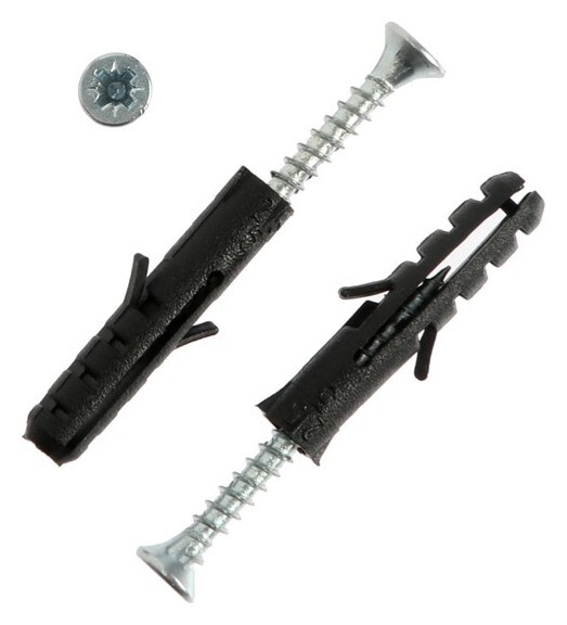 Дюбель "Тундра" тип S, с саморезом 3х30 мм, распорный, полипропиленовый, 5х25 мм, 20 шт  Tundra