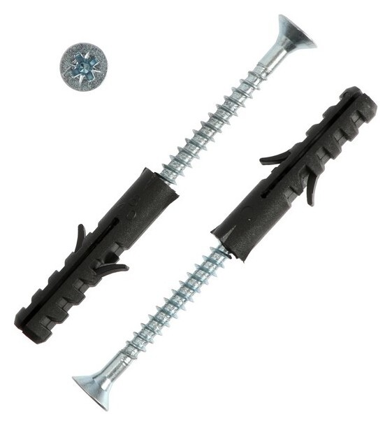 Дюбель "Тундра" тип S, с саморезом 5х60 мм, распорный, полипропиленовый, 8х40 мм, 8 шт  Tundra