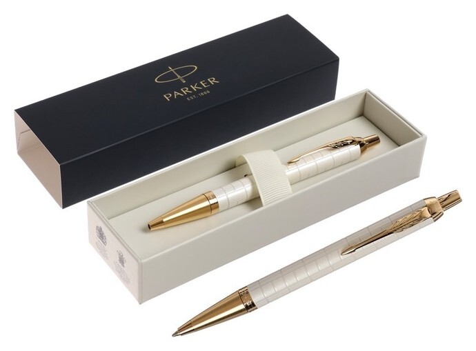 Ручка шариковая Parker Im Premium Pearl GT, чернила синие, жемчужная, подар/уп 2143643  Parker